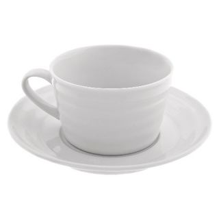 10 Strawberry Street Swing White Oversized Cup/Saucer Set of 4