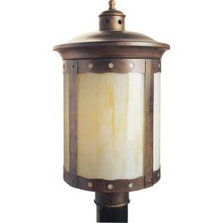 Talista 1 Light Rustic Sienna Outdoor Post Light with Honey Glass Shade CLI FRT10034 01 41