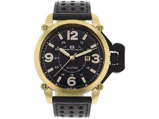 Oceanaut OC4112 Scorpion Gold Tone Stainless Steel Case Leather Strap Black Tone Dial Date Display