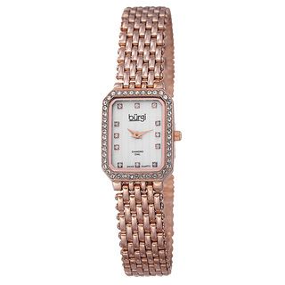 Burgi Womens Swiss Quartz Diamond Stainless Steel Bracelet Watch