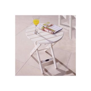 Hospitality Rattan North Port 20 in x 20 in Bone (Off White) Round Patio Side Table