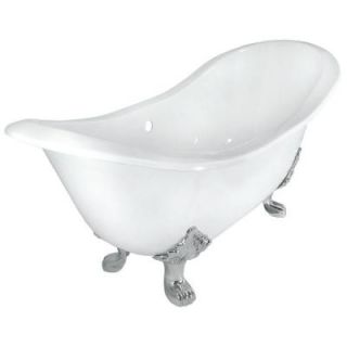 Elizabethan Classics 71 in. Double Slipper Cast Iron Tub Less Faucet Holes in White with Lion Paw Feet ECDSLPB