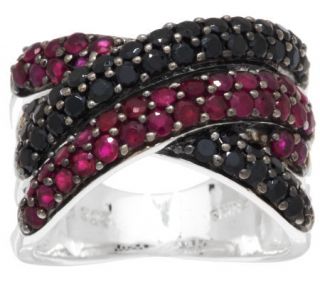 0.90 ct tw Black Spinel & 1.10 ct tw Ruby Sterling Ring   J283312 —