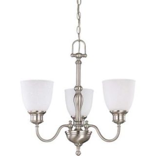 Glomar 3 Light Brushed Nickel Chandelier with Frosted Linen Glass Shade HD 2773