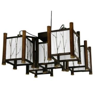 Oriental Furniture Watashi 5 Light Japanese Hanging Lantern Chandelier