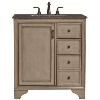 Home Decorators Collection Hazelton 31 in. Vanity in Antique Grey with Granite Vanity Top in Dark Grey with White Basin 8203500270