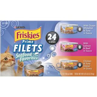 Purina Friskies Prime Filets Seafood Favorites Cat Food Variety Pack 24 5.5 oz. Cans