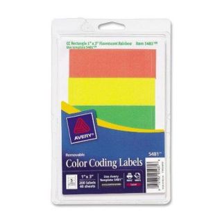 Avery Print Or Write Color Coding Label   1" Width X 3" Length   200 / Pack   Rectangle   Laser   Assorted (AVE05481)