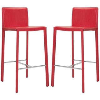 Safavieh Park Ave 30 inch Red Leather Bar Stools (Set of 2)