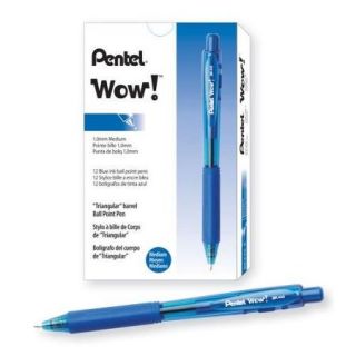 Pentel Retractable Rubber Grip Ballpoint Pen   Medium Pen Point Type   Blue Ink   Transparent Barrel   12 / Dozen (BK440C)
