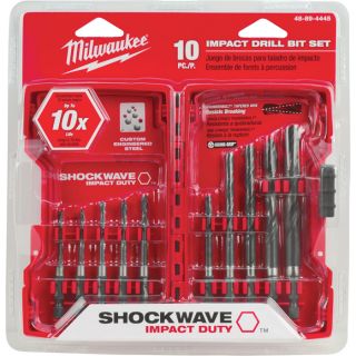 Milwaukee Shockwave Impact Duty 1/4in. Hex Drive Drill Bit Set — 10-Pc., Model# 48-89-4445  Steel   Black Oxide Drill Bits