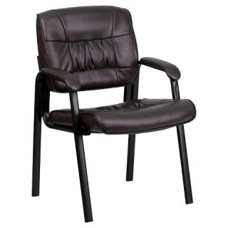Brown Leather Executive Side Chair with Black Frame Finish