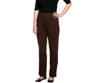 Susan Graver Cotton Spandex Pull On Pants w/ Faux Leather Piping   Page 1 —