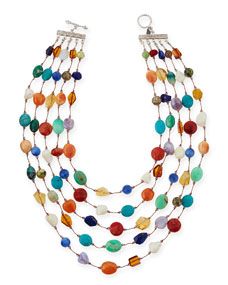 Margo Morrison Carnival Five Strand Multi Stone Necklace