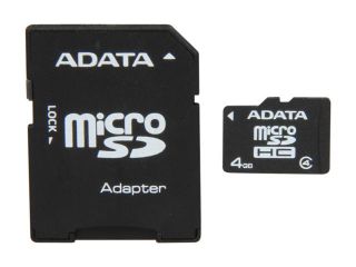 ADATA 16GB Class 4 Micro SDHC Flash Card with Adapter Model AUSDH16GCL4 RA1