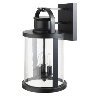Globe Electric 18 in. Outdoor Black Wall Lantern with Clear Glass Shade 43529