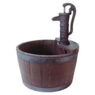 Little GIANT FA WB W Whiskey Barrel Weather Wood Finish Water Fountain Hand Pump 566740