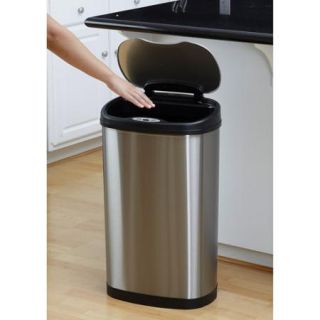 Nine Stars 13.2 Gallon Stainless Steel Oval Sensored Trash Can with Stainless Steel Lid