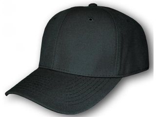 Blank Fitted Curved Cap Hat   Black