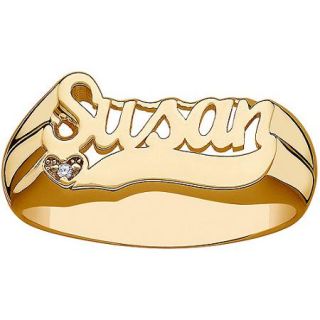 Personalized Women's Diamond Accent Gold over Sterling Silver Name Heart Ring