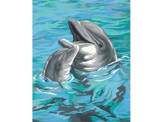 Learn To Paint! Paint By Number Kit 8"X10" Dolphin Duo