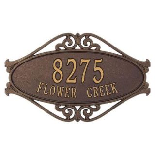 Whitehall Products Hackley Fretwork Oval Antique Copper Standard Wall Two Line Address Plaque 5517AC
