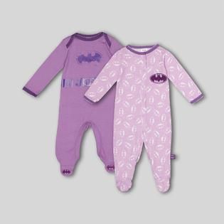 DC Comics Batman Infant Girls 2 Pairs Footed Pajamas, 0 6 Months