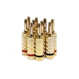 5 PAIRS Of High Quality Gold Plated Speaker Banana Plugs, Closed Screw Type