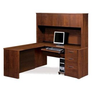 Bestar Embassy L Shaped Workstation with Single Pedestal   Tuscany Brown