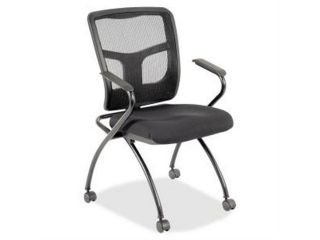 Lorell Mesh Back Fabric Seat Nesting Chairs, 2 Pack,  LLR84374 Black