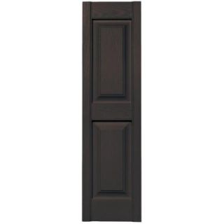 Builders Edge 12 in. x 43 in. Raised Panel Vinyl Exterior Shutters Pair in #010 Musket Brown 030120043010