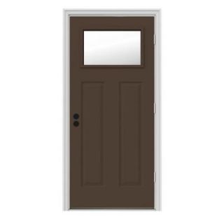 JELD WEN 34 in. x 80 in. Craftsman 1 Lite Painted Premium Steel Prehung Front Door with Brickmould THDJW167700991