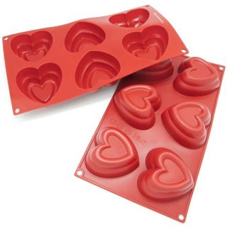 Freshware 6 Cavity Double Heart Muffin Silicone Mold/ Baking Pan (Pack