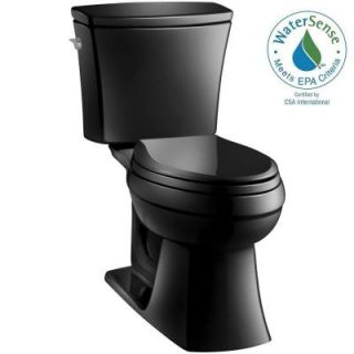 KOHLER Kelston 2 piece 1.28 GPF Single Flush Elongated Toilet in Black Black K 3755 7