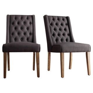 Old Town Wingback Button Tufted Hostess Chair Wood/Charcoal (Set of 2