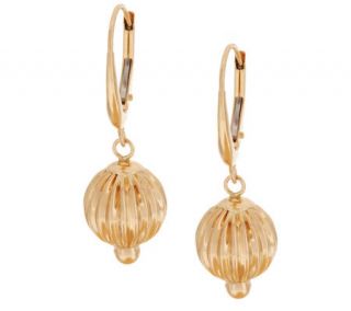 EternaGold Polished Corrugated Bead Oval Lever Back Earrings, 14K   J283224 —