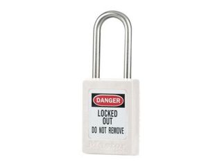 Lockout Padlock, Keyed Different, White, 3/16 In. Dia.