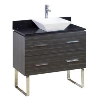 American Imaginations 36 in. W x 18.5 in. D Plywood Melamine Vanity in Dawn Grey with Quartz Vanity Top in Black Galaxy with Basin AI 1398