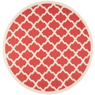 Safavieh Courtyard Red/Bone 7 ft. 10 in. x 7 ft. 10 in. Round Area Rug CY6903 248 8R