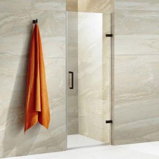 Vigo SoHo 24 in. to 24.5 in. x 70.625 in. Adjustable Frameless Hinged Shower Door in Antique Rubbed Bronze with Clear Glass VG6072ARBCL24