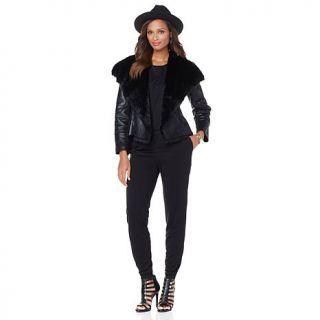 Serena Williams Faux Shearling Jacket with Faux Fur Collar   7826509