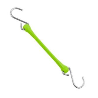 The Perfect Bungee 7 in. Polyurethane Bungee Strap with Stainless Steel S Hooks (Overall Length 12 in.) in Safety Green BSH12G