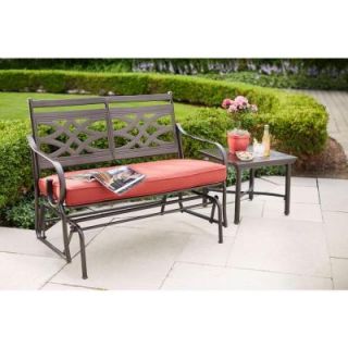 Hampton Bay Middletown Patio Glider with Dragonfruit Cushions D11200 G