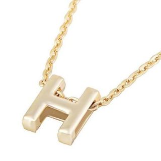 Zodaca Initial "H" Alphabet Letter Pendant Charm with Necklace Chain 7" Gold Plated