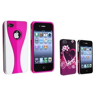 BasAcc Pink/ White Case/ Purple Rubber Case for Apple® iPhone 4/ 4S
