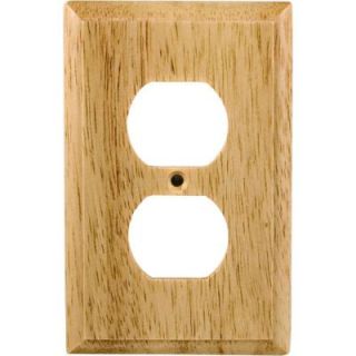 GE 2 Receptacle Wall Plate   Un Finished Solid Oak 51586