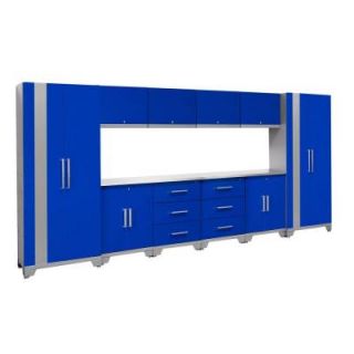 NewAge Products Performance 75 in. H x 156 in. W x 18 in. D Steel Garage Cabinet Set in Blue (12 Piece) 36328