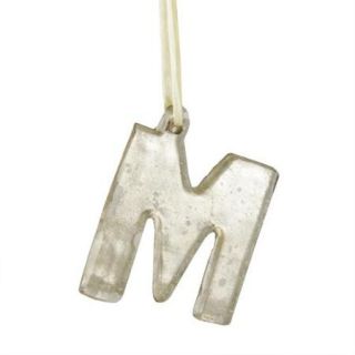 4" Antique Style Speckled Glass Monogram Letter "M" Christmas Ornament