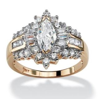 2.19 TCW Marquise Cut Cubic Zirconia Engagement Anniversary Ring in 10k Gold   Size 8
