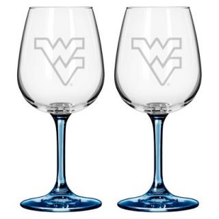 West Virginia Mountaineers Boelter Brands 2 Pack Satin Etch Wine Glass